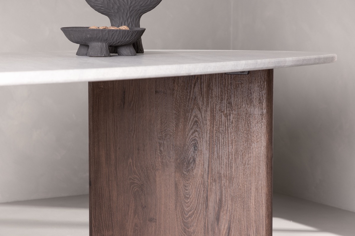Eettafel 'Grums' 180x90cm - Bruin/Marmel