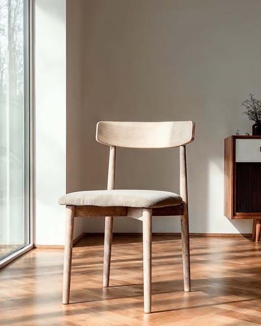 Stoel 'Ystad' - Wit eik/Beige