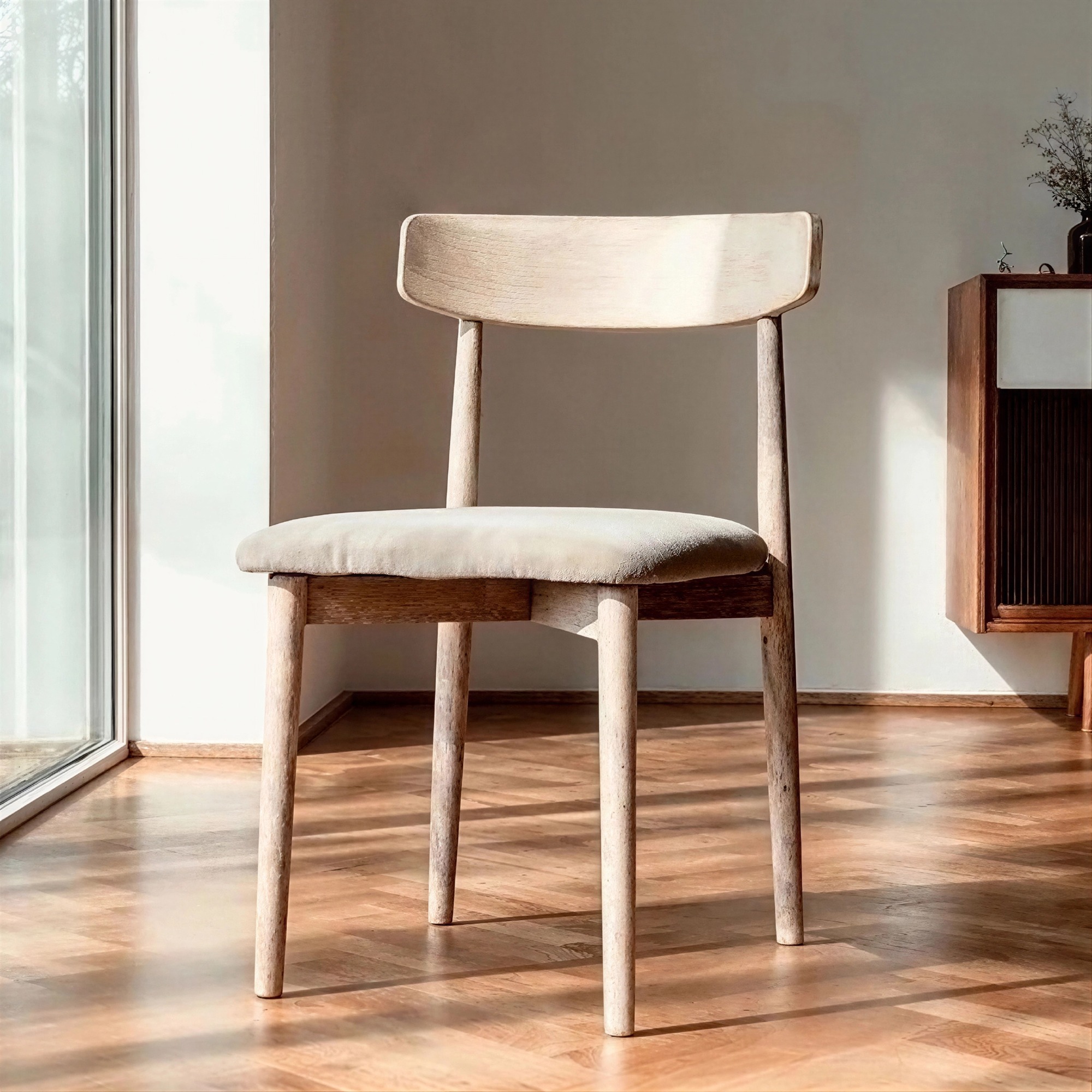 Stoel 'Ystad' - Wit eik/Beige