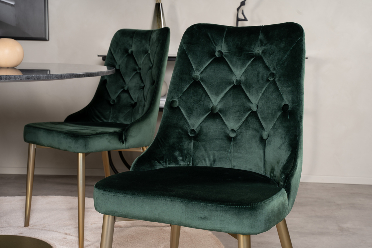 Stoel 'Elverum Deluxe' - Groen/Messing
