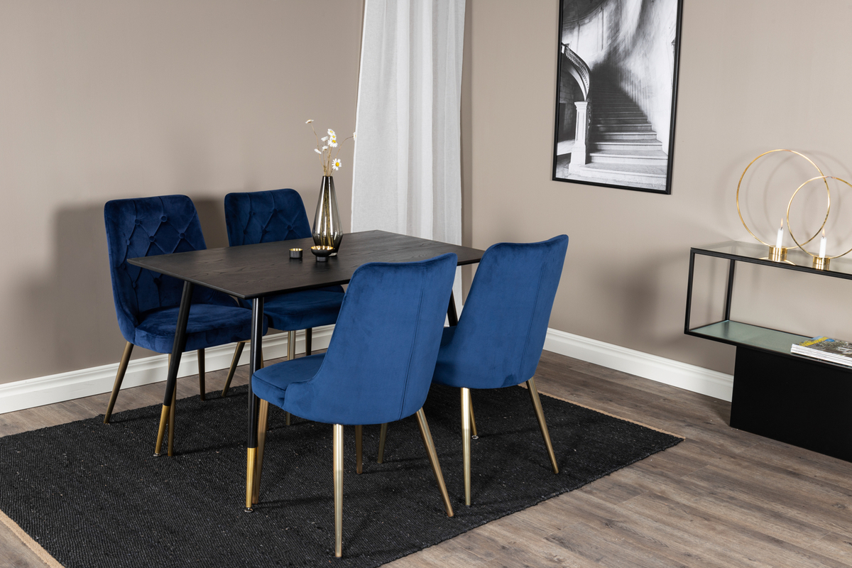 Stoel 'Elverum Deluxe' - Blauw/Messing