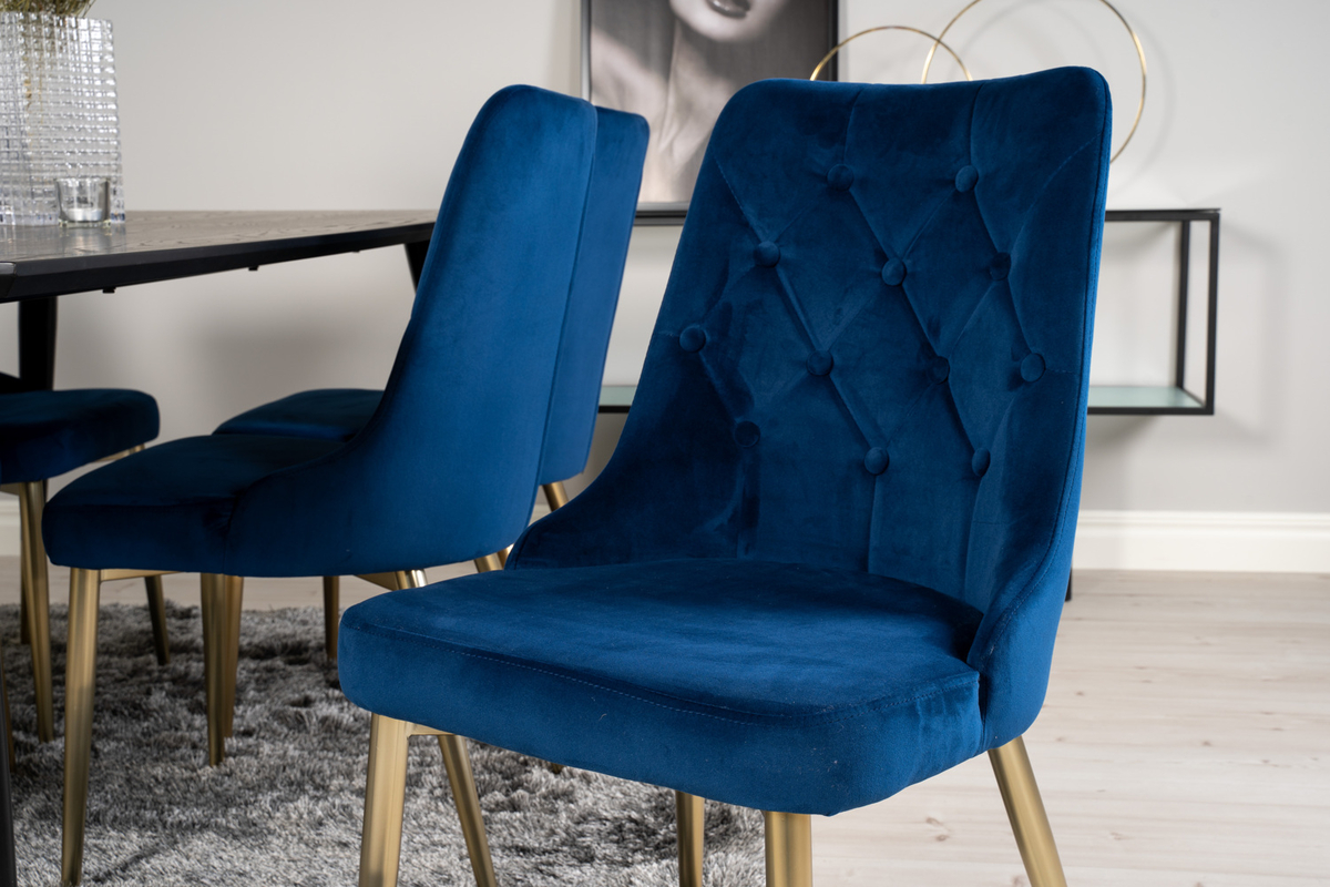 Stoel 'Elverum Deluxe' - Blauw/Messing