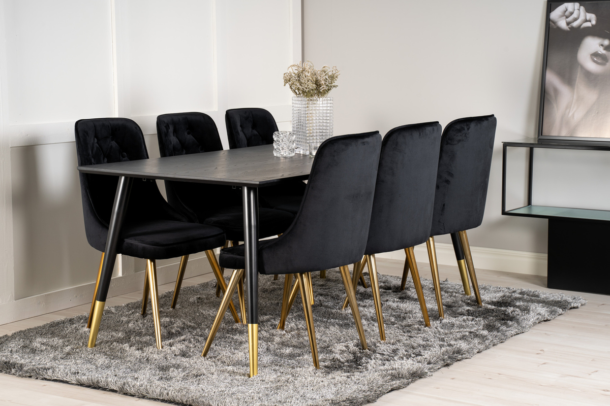 Stoel 'Elverum Deluxe' - Zwart/Messing