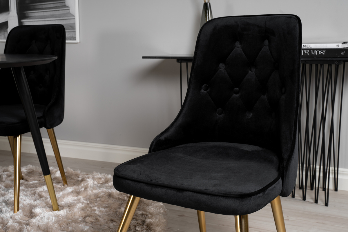 Stoel 'Elverum Deluxe' - Zwart/Messing