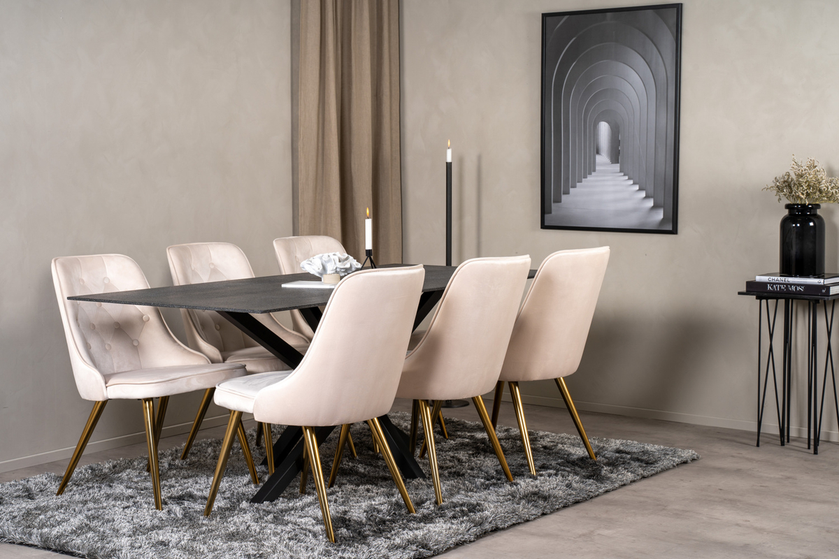 Stoel 'Elverum Deluxe' - Beige/Messing
