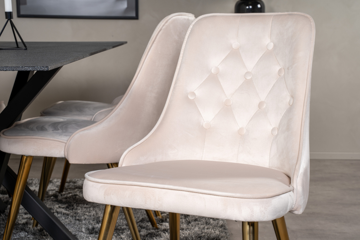 Stoel 'Elverum Deluxe' - Beige/Messing
