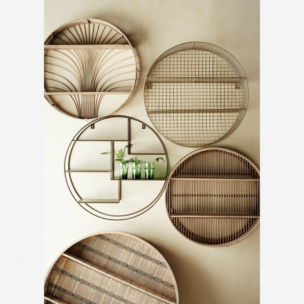 Ronde wandplank 'Bamboo' - Rotan
