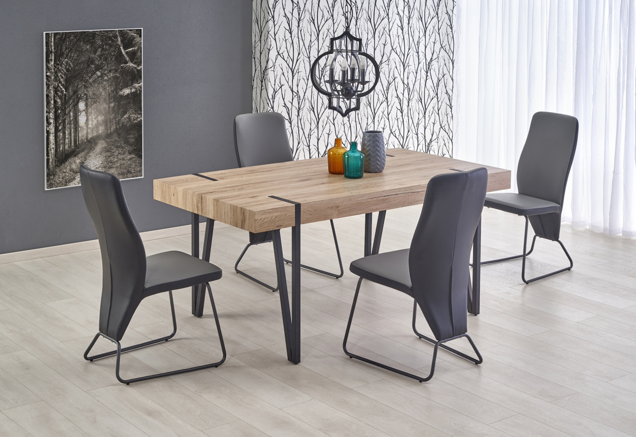 Eettafel 'Yohann' 170x90cm - Natuurlijk/zwart
