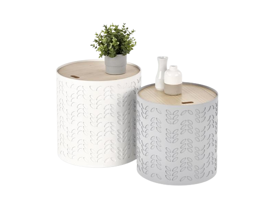 2-pack Opbergdoos 'Alba' - Grijs/Wit