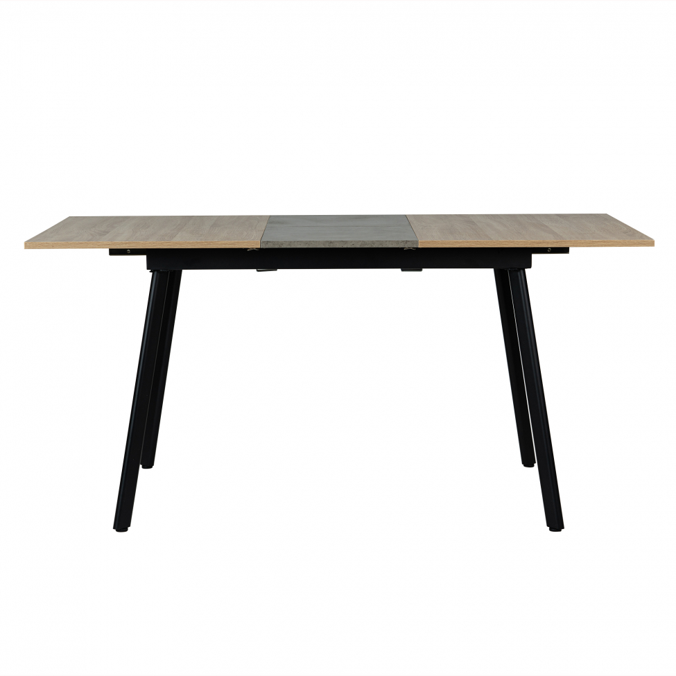 Eettafel 'Albon' 120-160x80cm - Zwart/Eik
