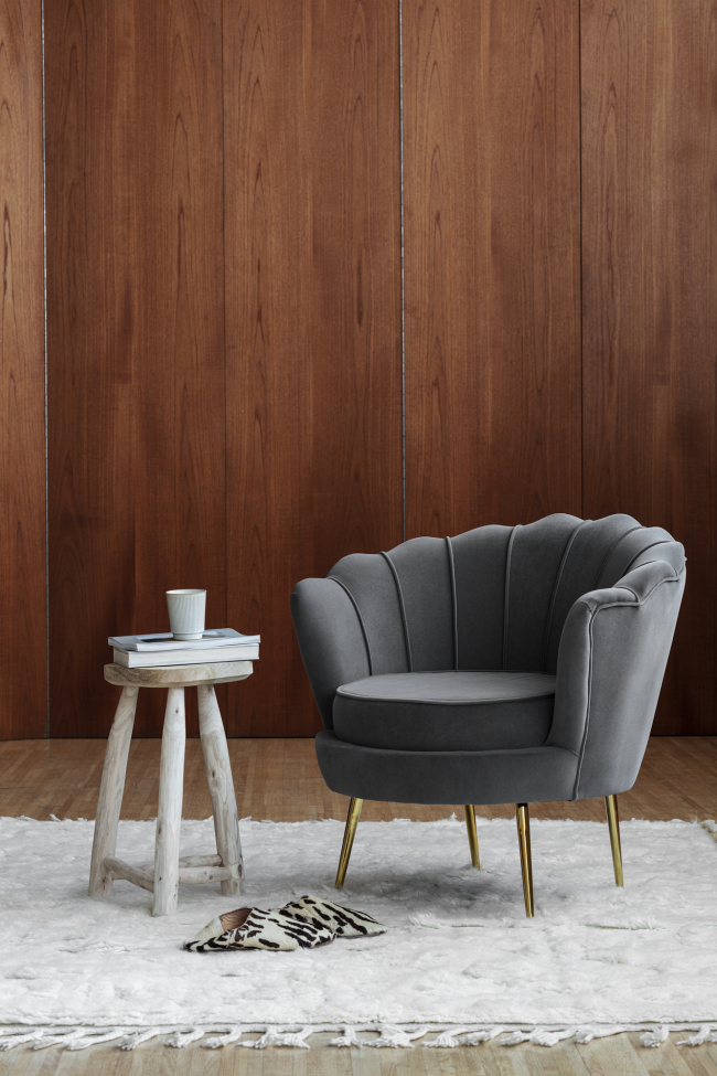 Fauteuil 'Schelp' - Grijs