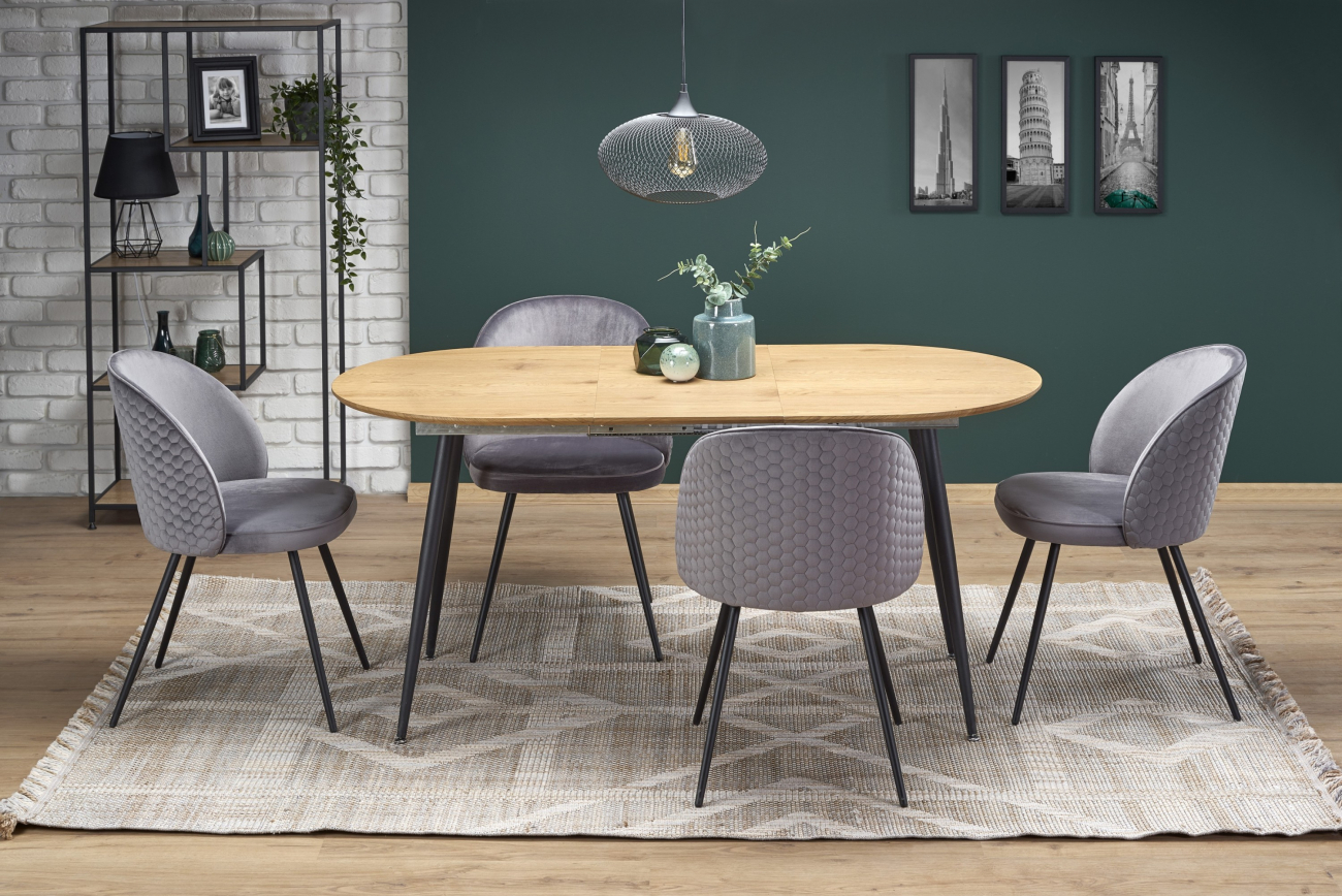 Eettafel 'Colorado' 120-160cm - Natuur/Zwart