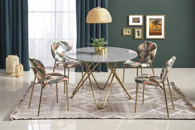 Eettafel 'Bonello' Rond 120cm - Goud/Grijs