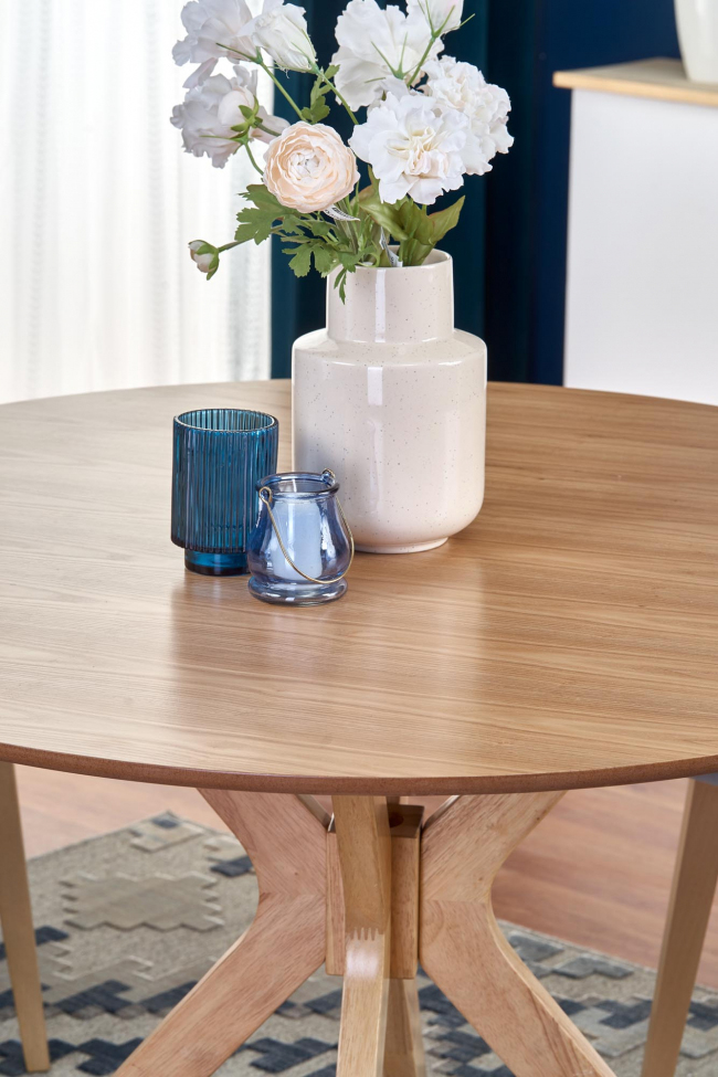 Eettafel 'Nicolas' Rond 120cm - Natuur