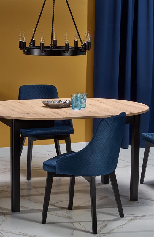 Eettafel 'Bjurholm' 102-142x102cm - Natuur/Zwart
