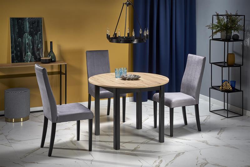 Eettafel 'Bjurholm' 102-142x102cm - Natuur/Zwart