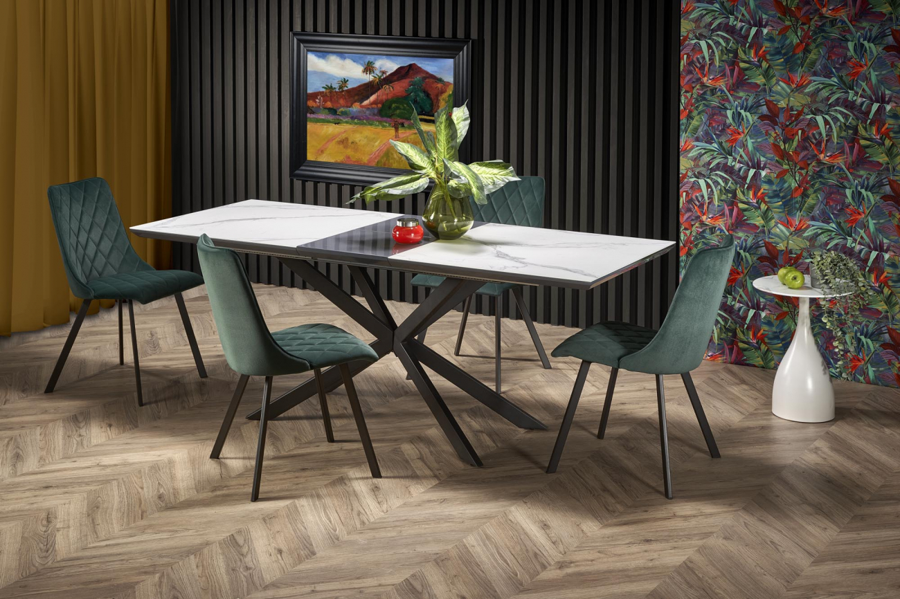 Eettafel 'Diesel' 160-200cm - Grijs/marmer