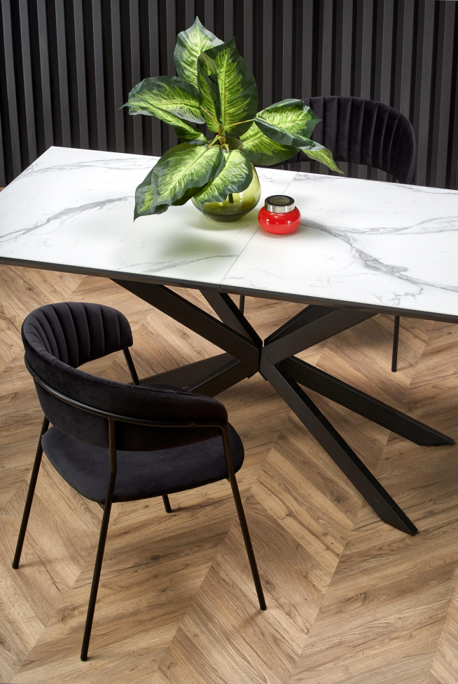 Eettafel 'Diesel' 160-200cm - Grijs/marmer