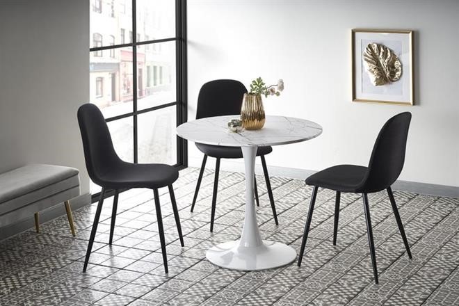 Eettafel 'Lorca' Rond 80cm - Marmer/Wit