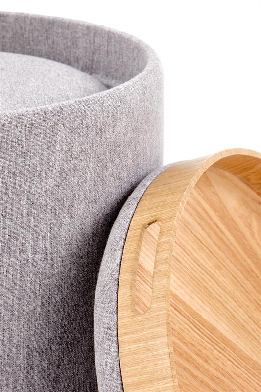 2-pack Zitpoef/Bijzettafel 'Aviko' - Grijs
