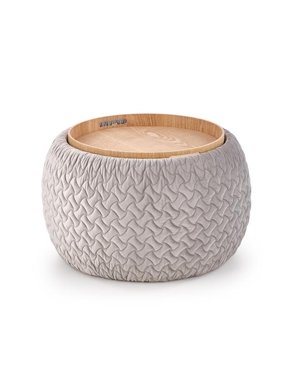 Zitpoef/Bijzettafel 'Bono' - Grijs