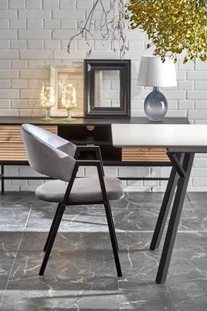 Eettafel 'Viksten' 140-180x80cm - Zwart/Grijs