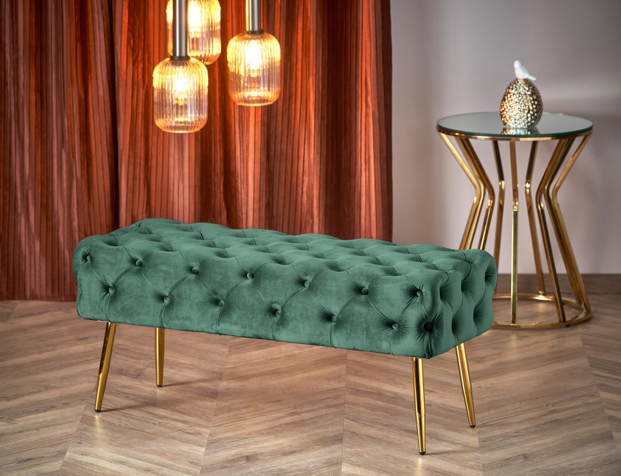 Bank 'Athena' - Groen/ messing