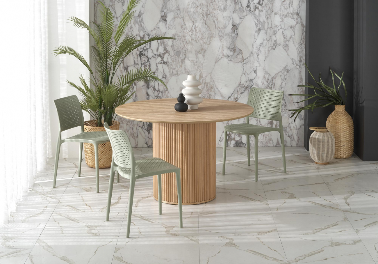 Eettafel 'Lopez' rond 120cm - Natuurlijk