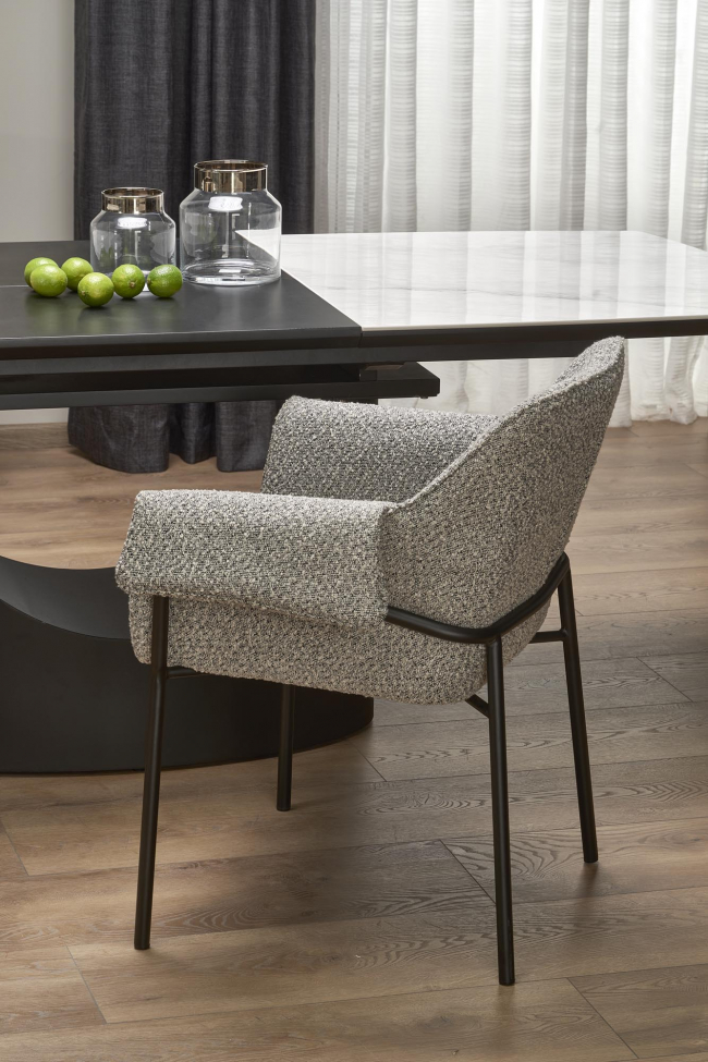Eettafel 'Osman' 160-220cm - Wit/zwart