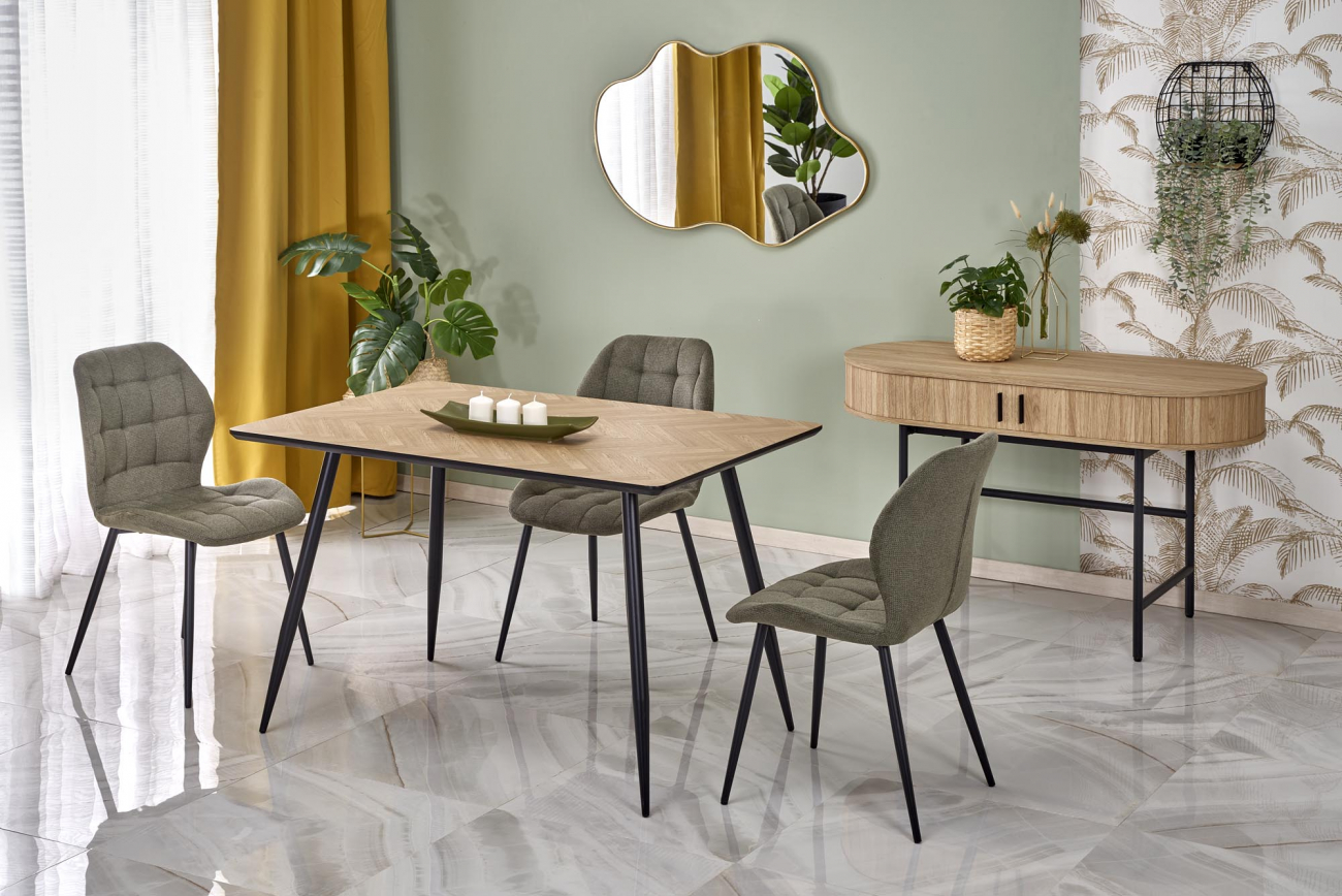 Eettafel 'Barto' 120cm - Natuur/zwart