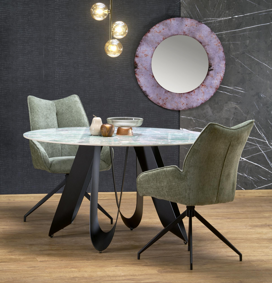 Eettafel 'Giovanni' Rond 135cm - Groen/zwart
