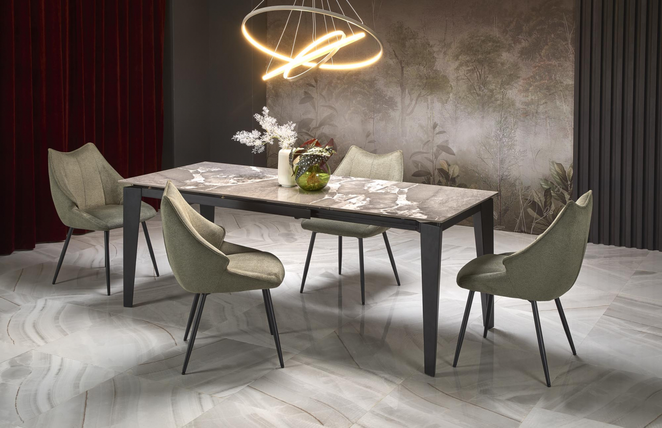 Eettafel 'Felix' 141-201cm - Grijs/zwart