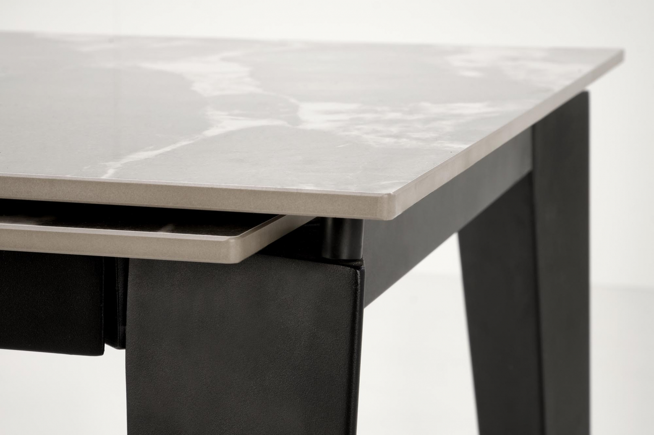 Eettafel 'Felix' 141-201cm - Grijs/zwart