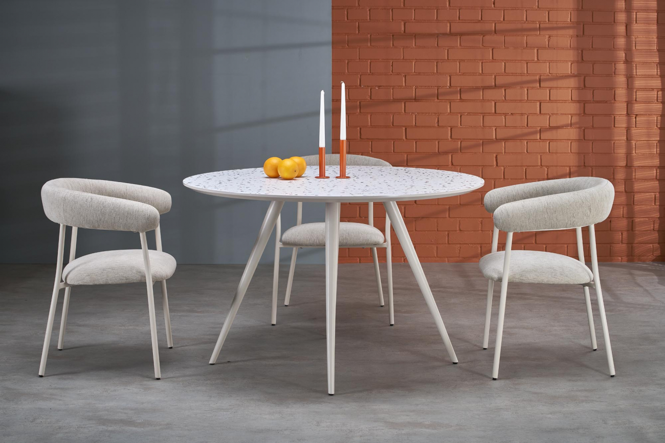 Eettafel 'Aramis' rond 120cm - Wit