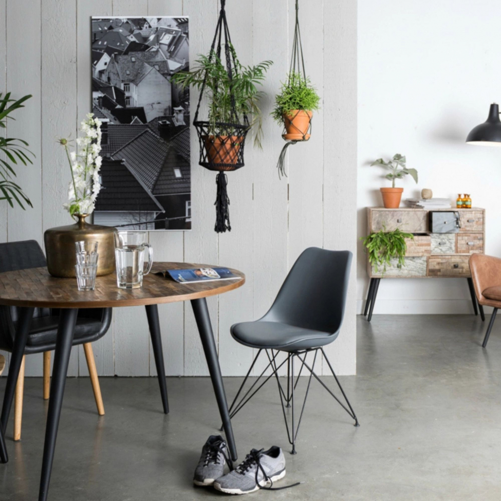 Eettafel 'Mo' Rond 110cm - Teak/Staal