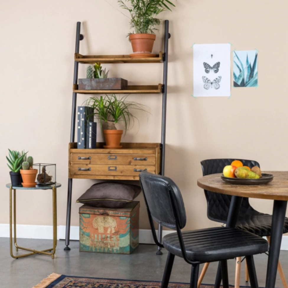 Eettafel 'Mo' Rond 110cm - Teak/Staal