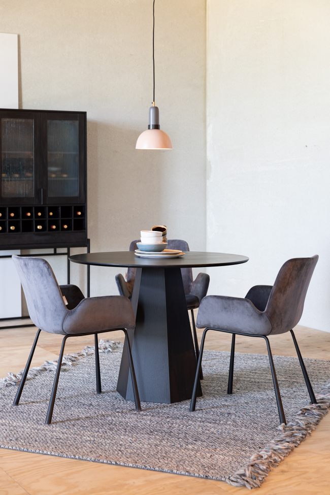 Eettafel 'Pilar' Rond 100cm - Zwart