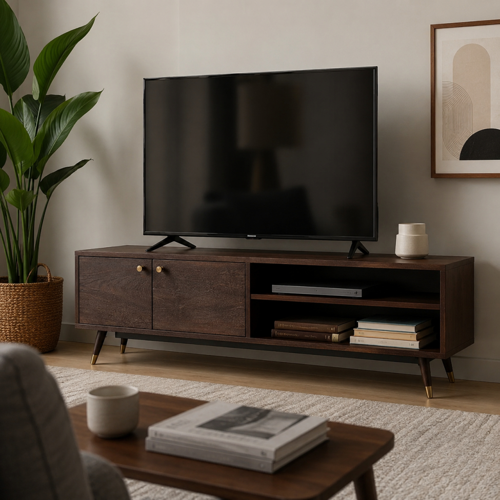 TV-meubel 'Prime' - Walnoot/Messing