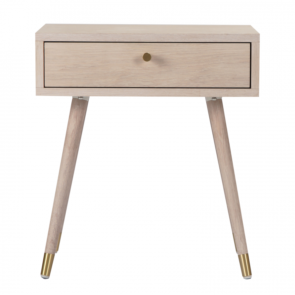 Nachttafel 'Prime' - Wit eiken/Messing