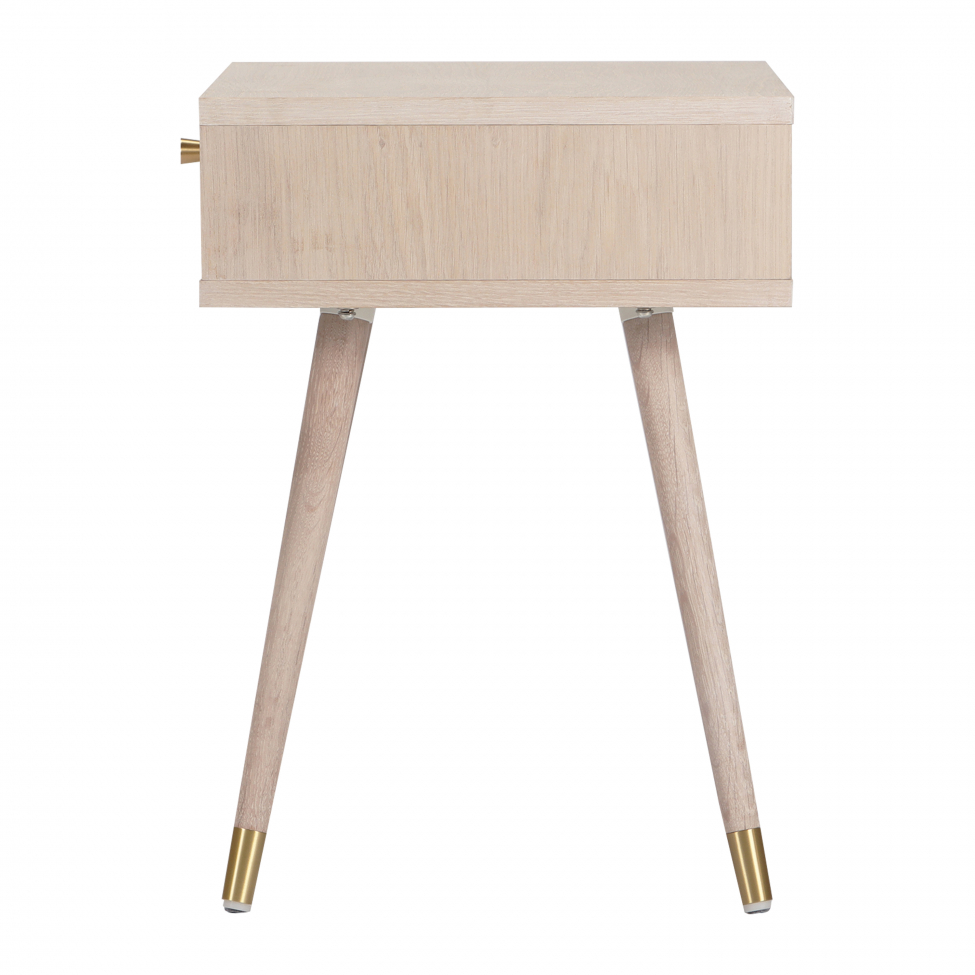 Nachttafel 'Prime' - Wit eiken/Messing