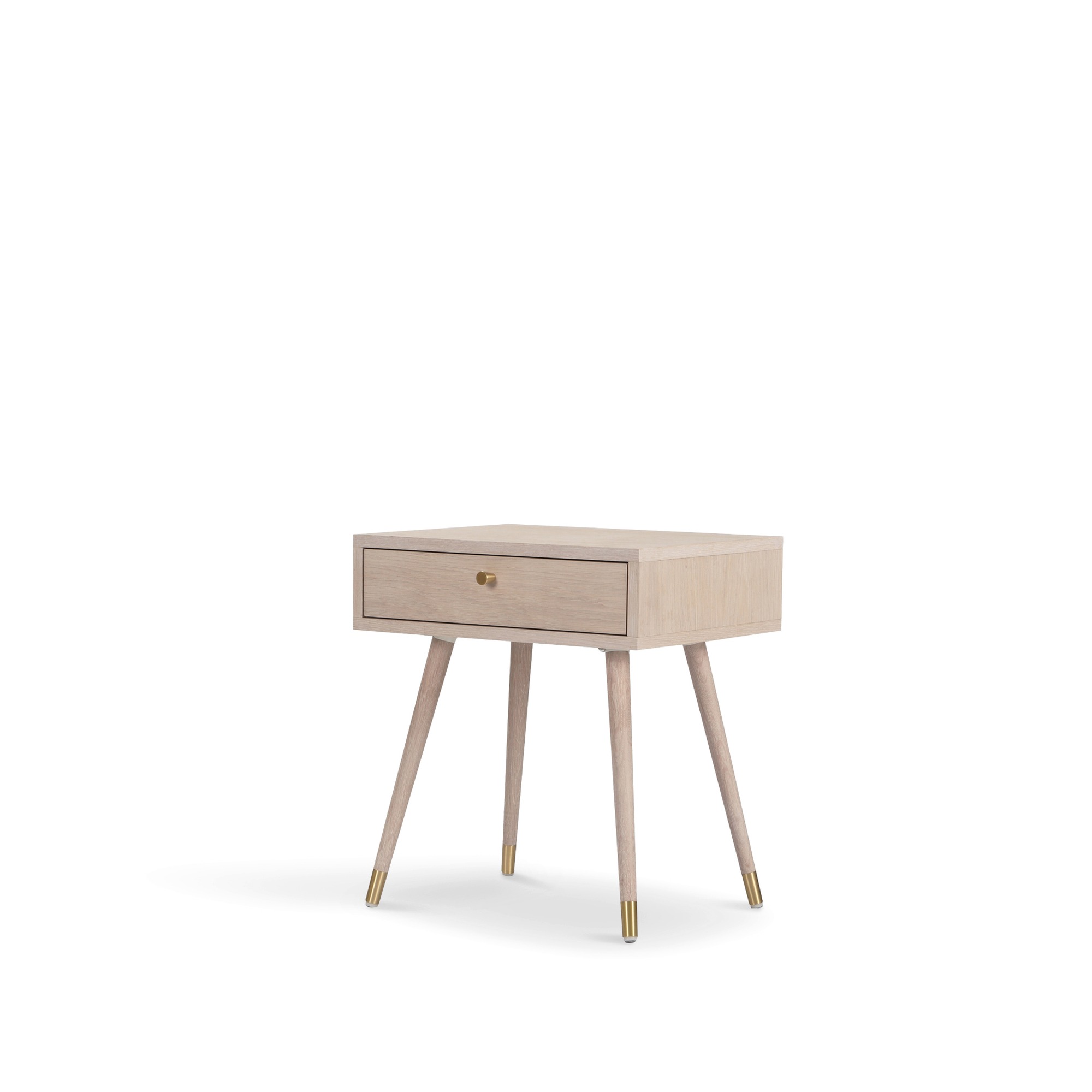Nachttafel 'Prime' - Wit eiken/Messing