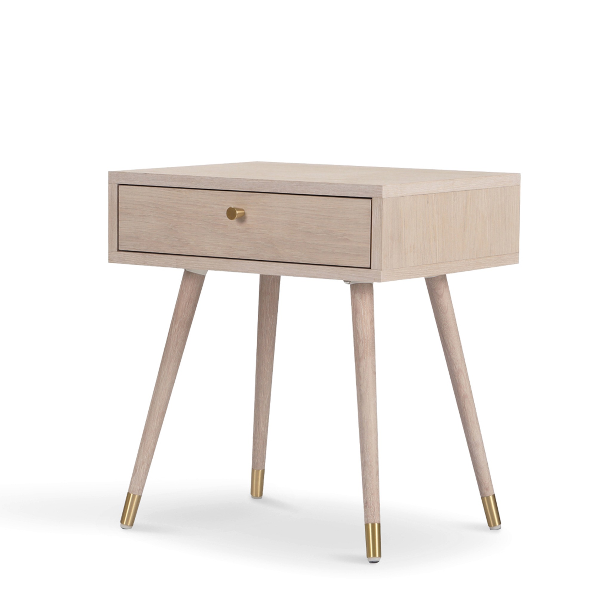 Nachttafel 'Prime' - Wit eiken/Messing