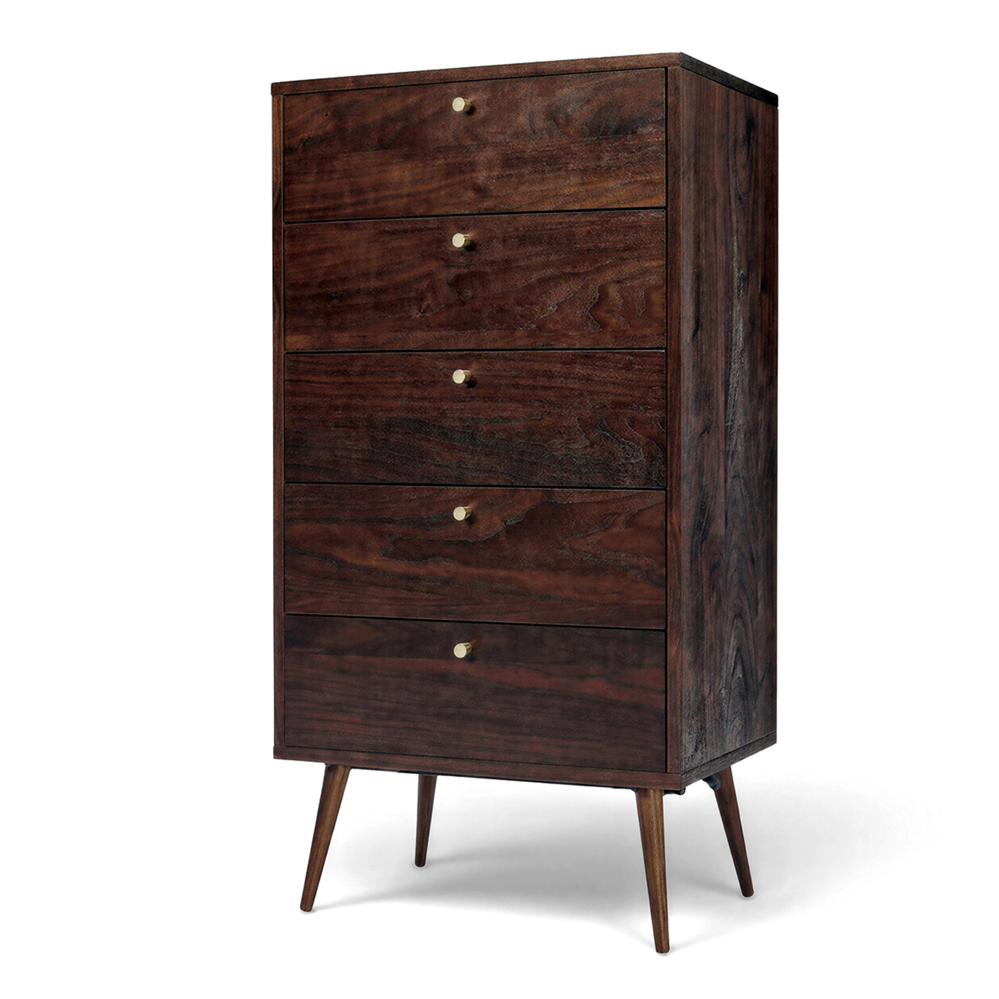 Lade 'Prime' 5 lades - Walnoot/Messing