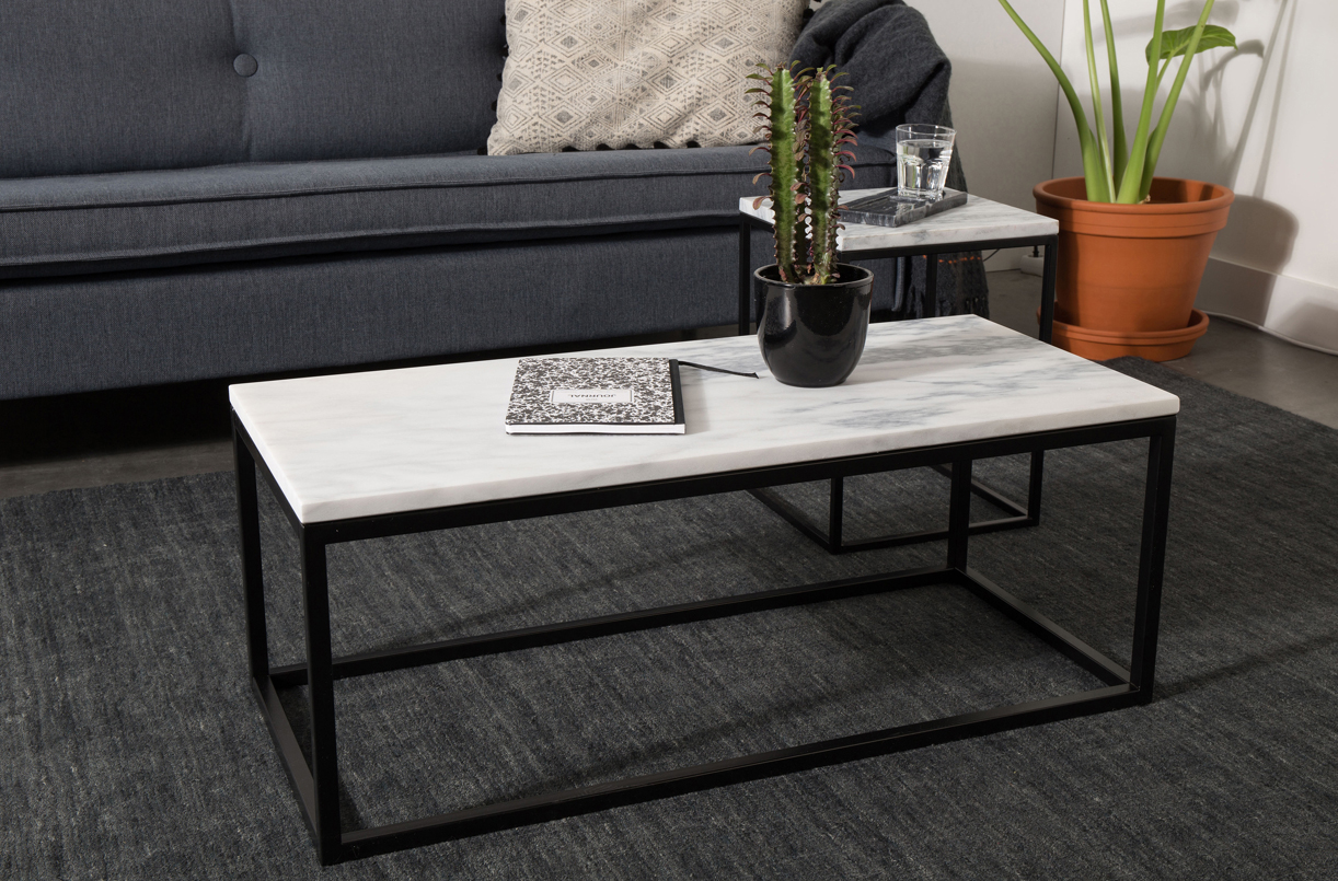 Salontafel 'Marble Power' - Zwart/Marmel