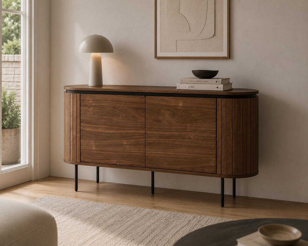 Dressoir 'K&auml;rra' - Walnoot/Zwart