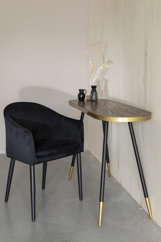 Console tafel 'Denise' - Zwart/Messing