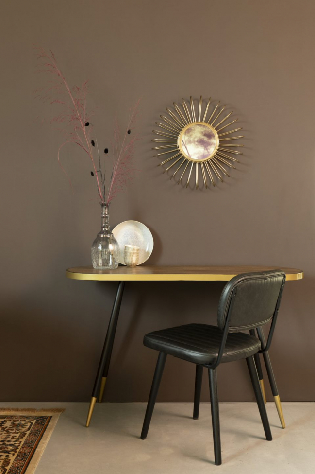 Console tafel 'Denise' - Zwart/Messing