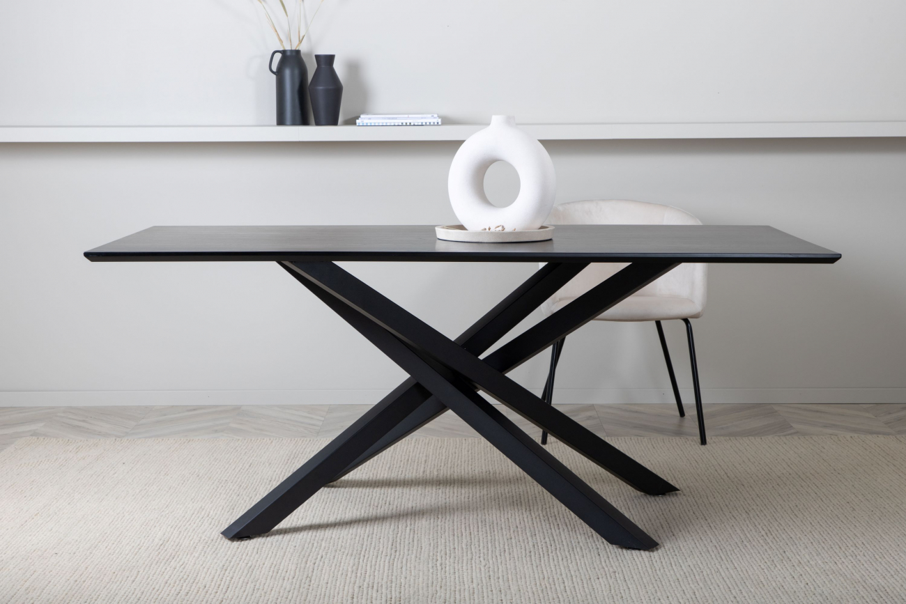 Eettafel 'Antica' 180x90cm - Zwart