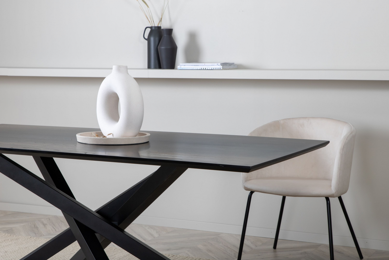 Eettafel 'Antica' 180x90cm - Zwart