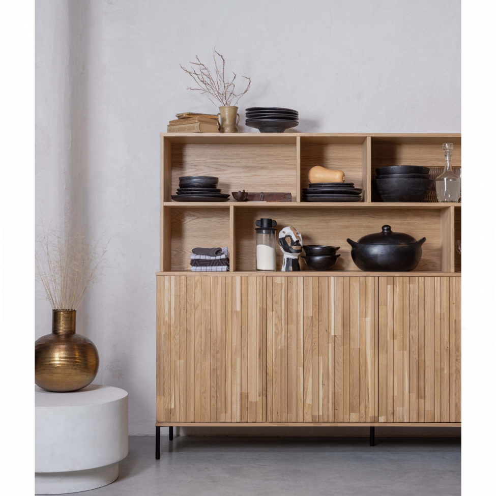 Dressoir ‘New Gravure’ 200 cm - Eiken/Zwart